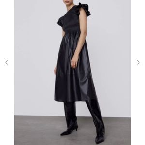 Faux leather black dress